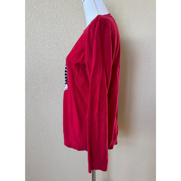 Vtg Tommy Hilfiger Graphic Polar Bear Red Pullover Sweater Top Sz L Large - Picture 4 of 10